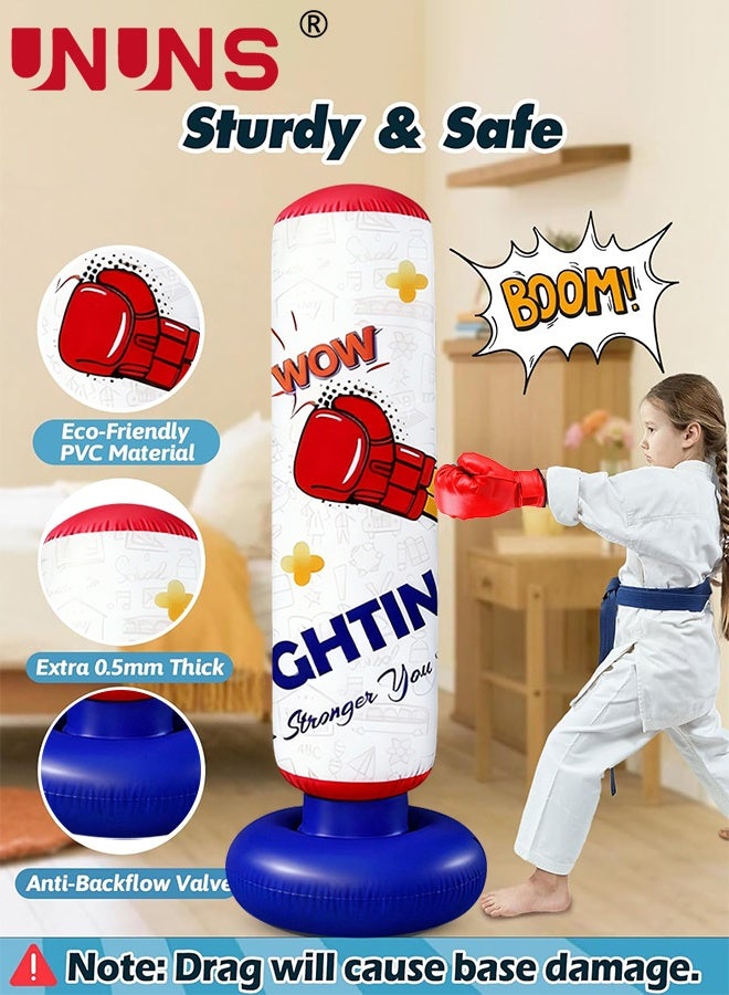 UNUNS Punching Bag For Kids,Inflatable Boxing Punch Bag With Gloves And Pump,Inflatable Tumbler Toy For Boys Girls,Beginner Heavy Punching Bags Sandbag,Reduce Pressure Stress,1.6M Alphabet - Image 2